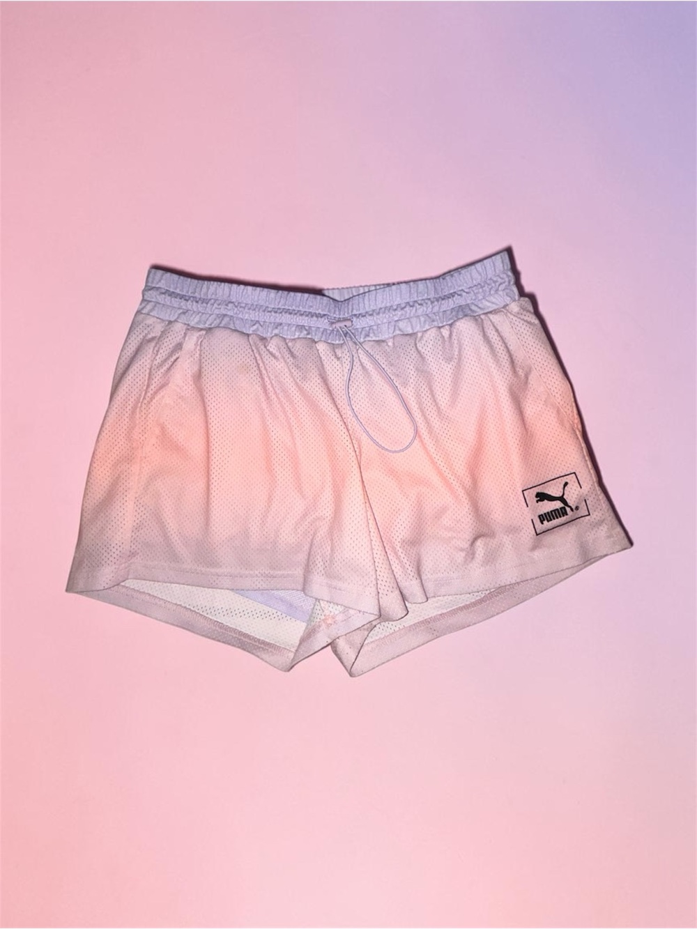 Puma Mesh Athletic Running Shorts Pink & Gray Size L